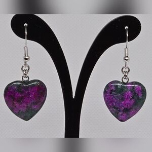 Zoisite stone heart earrings